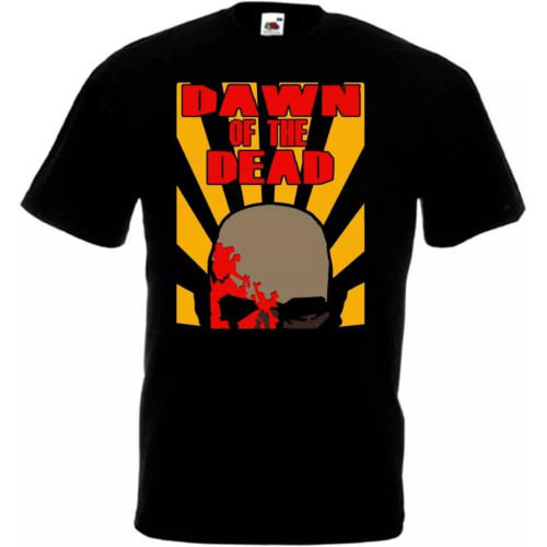 Dawn of The Dead v29 T-Shirt Yellow Grey Horror Movie Romero Black Dawn of The Dead v29 T-Shirt Yellow Grey Horror Movie Romero Black