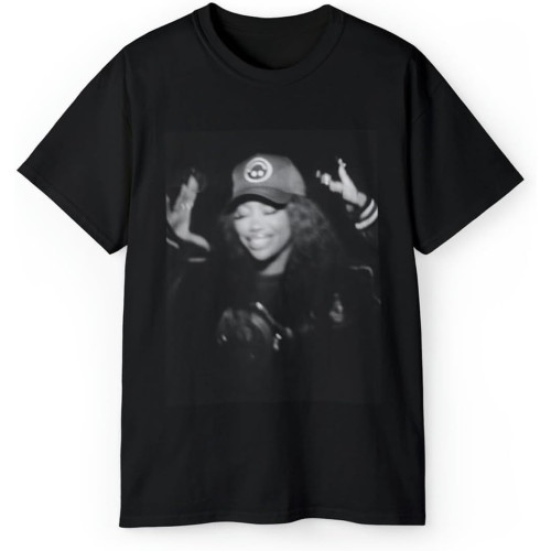 SZA Black and White T-Shirt Short Sleeve Cotton Black Women Men SZA Black and White T-Shirt Short Sleeve Cotton Black Women Men
