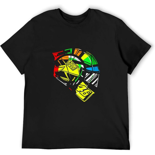 Men Moto Gp Rossi T-Shirt Casque Harajuku Grunge Mens Streetwear Tops Loose Cotton Crew T-Shirt