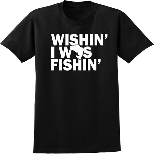Men's Wishing I was Fishing T Shirt Funny Fishing Humor Country Tee Shirt Men's Wishing I was Fishing T Shirt Funny Fishing Humor Country Tee Shirt