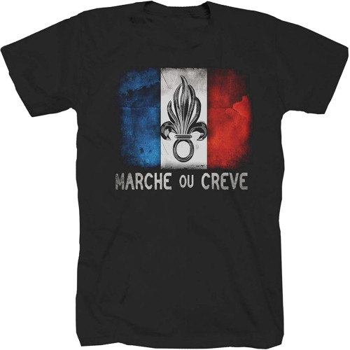 Men's T-Shirt Noir Avec Inscription &Laquo; Unité Étrangères &Raquo; De La égion Française Elite Men's T-Shirt Noir Avec Inscription &Laquo; Unité Étrangères &Raquo; De La égion Française Elite
