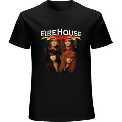 Firehouse Rock Band Unisex T-Shirts Graphic Print Mens Black Tee Shirt
