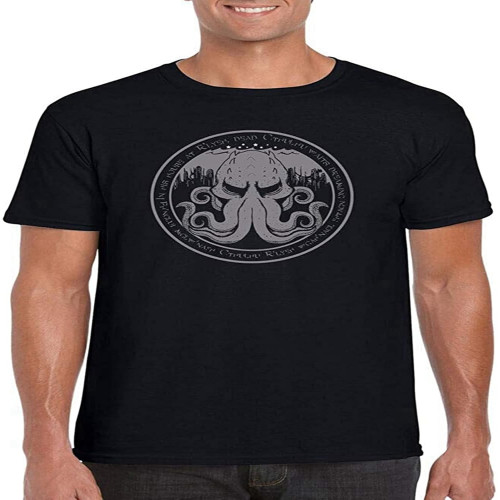 Men's in His House at R'Yleh. Cthulhu Lovecraft Inspired Book T-Shirt Men's in His House at R'Yleh. Cthulhu Lovecraft Inspired Book T-Shirt