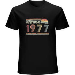 Birthday - 1977 Vintage T Birthday Gift Retro Style - Standard Top Sweatshirt Short Sleeve Black Birthday - 1977 Vintage T Birthday Gift Retro Style - Standard Top Sweatshirt Short Sleeve Black