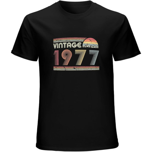 Birthday - 1977 Vintage T Birthday Gift Retro Style - Standard Top Sweatshirt Short Sleeve Black