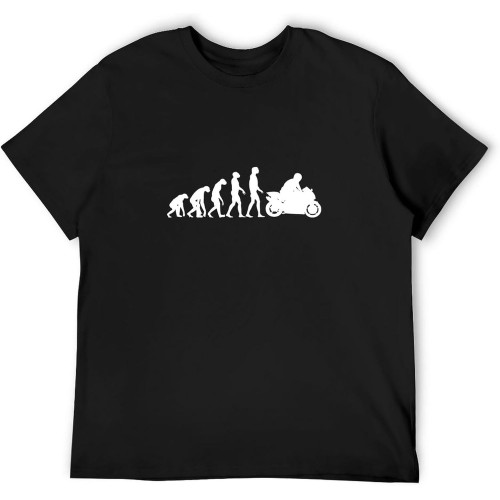 Evolution Of Motorcycle Biker Motorbike Top Sweatshirt Short Sleeve Black
