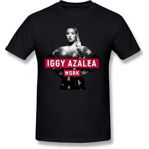 Men's Iggy Azalea Work T ShirtTop Sweatshirt Short Sleeve Black