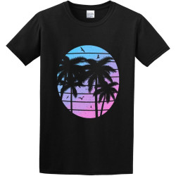 Vintage Tropical BeachTop Sweatshirt Short Sleeve Black Vintage Tropical BeachTop Sweatshirt Short Sleeve Black