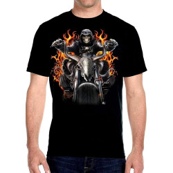Men's Grim Reaper Riding Motorcycle Flames Biker T-Shirt Black XLTop Sweatshirt Short Sleeve Black Men's Grim Reaper Riding Motorcycle Flames Biker T-Shirt Black XLTop Sweatshirt Short Sleeve Black