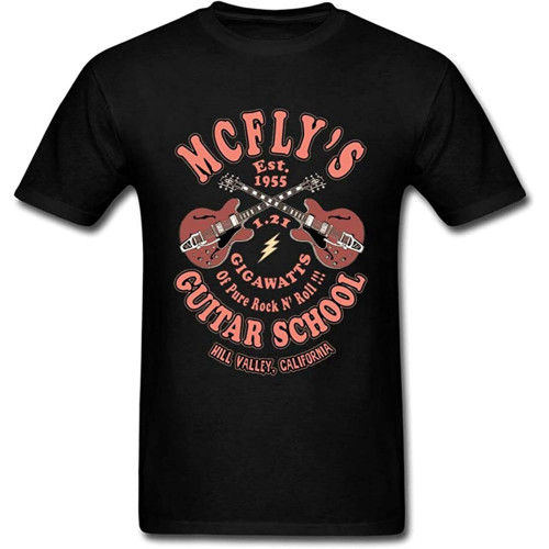 Guitar School Retro Cotton Tees for Men Art Music Unique T Shirt Design Hip Hop Round Collar Tops TeesTop Sweatshirt Short Sleeve Black