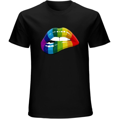 Colourful Lips Popular Gay Pride Rainbow Pride Soho LGBT Soho Retro T ShirtTop Sweatshirt Short Sleeve Black Colourful Lips Popular Gay Pride Rainbow Pride Soho LGBT Soho Retro T ShirtTop Sweatshirt Short Sleeve Black