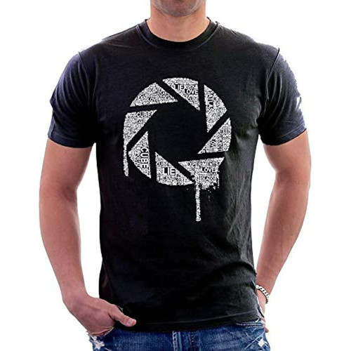 Chell Glados Words Wheatly Parody Turrets Printed Mens Cotton T-ShirtTop Sweatshirt Short Sleeve Black