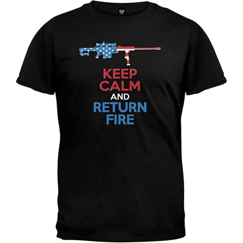 Keep Calm and Return Fire 50 Cal Adult Mens t ShirtTop Sweatshirt Short Sleeve Black Keep Calm and Return Fire 50 Cal Adult Mens t ShirtTop Sweatshirt Short Sleeve Black