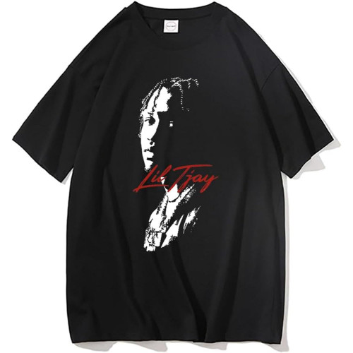 Lil Tjay Rapper Mens Black T-Shirt Graphic Tee Printed Unisex Black
