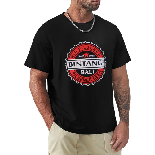 Bali Bintang Beer Pilsener Beer T Shirt Graphic Printed Top Tee for Men Black Bali Bintang Beer Pilsener Beer T Shirt Graphic Printed Top Tee for Men Black