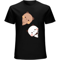 Bubu Dudu Cartoon Panda Bear Mens Unisex T-Shirt Graphic Print Top Black Tee Bubu Dudu Cartoon Panda Bear Mens Unisex T-Shirt Graphic Print Top Black Tee