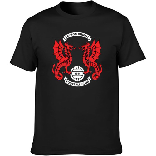 Men's Round Neck T-Shirt Leyton Orient Football Club Hand wash Recommended Black Men's Round Neck T-Shirt Leyton Orient Football Club Hand wash Recommended Black