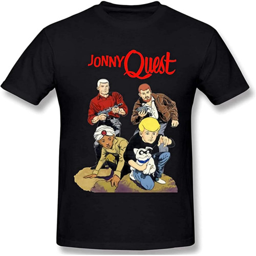 Jonny Quest 3D Print Short Sleeve Fashion T Shirt for Men 100% Cotton Black Jonny Quest 3D Print Short Sleeve Fashion T Shirt for Men 100% Cotton Black