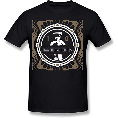 Men's Cotton Shirt Men's Hawthorne Heights The Silence in Black and White Acoustic T Shirts Black Classic Style