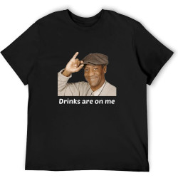 Men's Round Neck T-Shirt Bertram Men's Fashion Bill Cosby Drinks are On Me Funny Art Graphic T-Shirt Short Sleeves