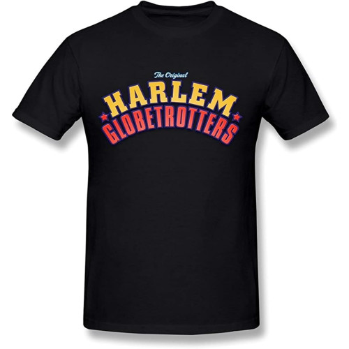 Men's Summer T-Shirt Men's Harlem Globetrotters Logo T Shirt Black Short Sleeve Pure Cotton is More Hygroscopic Men's Summer T-Shirt Men's Harlem Globetrotters Logo T Shirt Black Short Sleeve Pure Cotton is More Hygroscopic