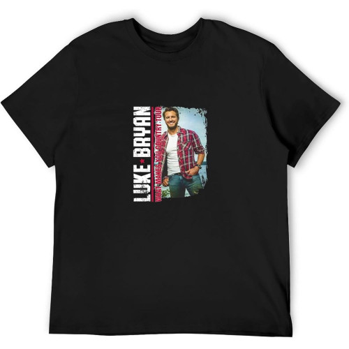 Men's Summer T-Shirt District of The Concert T Shirt, Black Short Sleeve Luke Bryan Shirt Hand wash Recommended