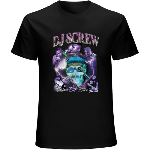 Dj Screw Vintage 90 Rap T-Shirt Mens Unisex Black Tees Black Dj Screw Vintage 90 Rap T-Shirt Mens Unisex Black Tees Black