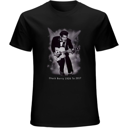 Men's Cotton Shirt Chuck Berry Tribute T-Shirt Rip 1926-2017 Rock & Roll Legend Cool and Breathable