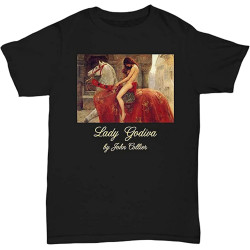 Lady Godiva by John Collier Men's T-Shirt Graphic Printed Black Tee
