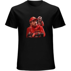 Men's Fashion T Shirts 16 Charles Leclerc Black Mens T-Shirt Racing Mens Tee Double Stitch Sleeves and Hem