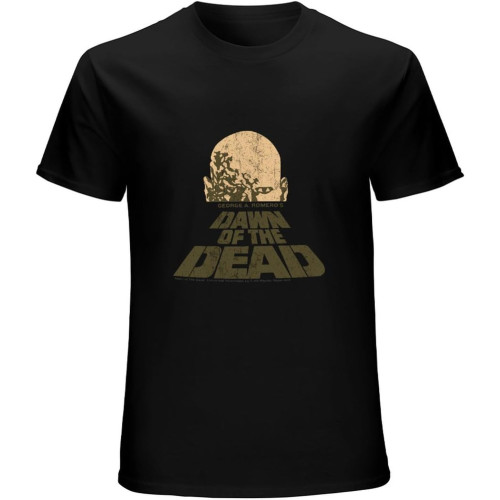 Men's Dawn of The Dead Distressed Zombie Head Black T Shirt New Romero Movie Black