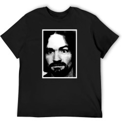 Men's Round Neck T-Shirt Charles Manson Helter Skelter Double Stitch Sleeves and Hem