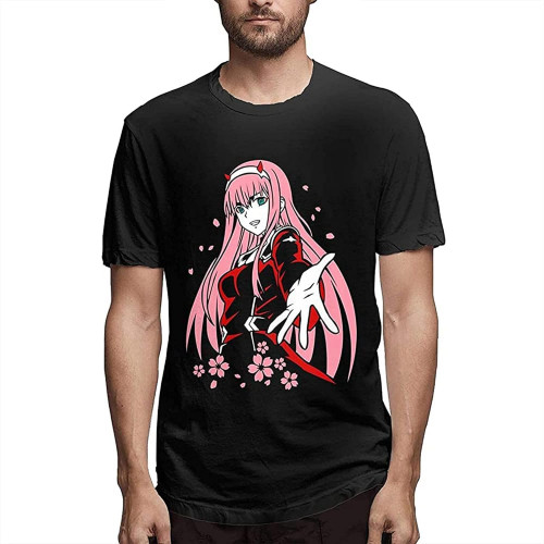 Men's Fashion T Shirts Darling in The Franxx Zero Two Short Sleeve T Shirt Men's Casual Style Clothes Double Stitch Sleeves and Hem Men's Fashion T Shirts Darling in The Franxx Zero Two Short Sleeve T Shirt Men's Casual Style Clothes Double Stitch Sleeves and Hem