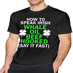 How to Speak Irish Poster Men's Basic Outdoor Casual Custom Short Sleeve T-Shirt Cotton Tee Black How to Speak Irish Poster Men's Basic Outdoor Casual Custom Short Sleeve T-Shirt Cotton Tee Black