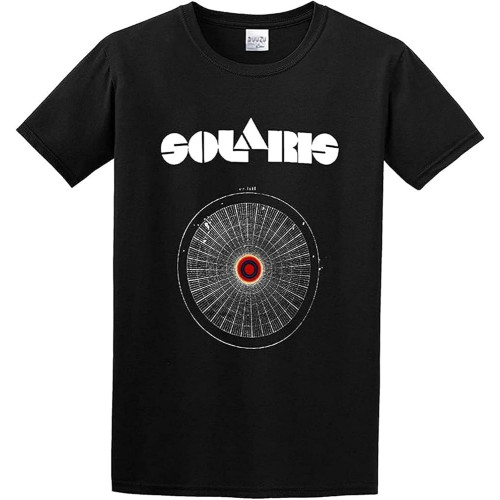 Men's Casual Shirt Solaris Andre Tarkovsky Russian Science Fiction Movie Space Graphic Top Printed Tee Shirt Mens T Shirt Double Stitch Sleeves and Hem Black