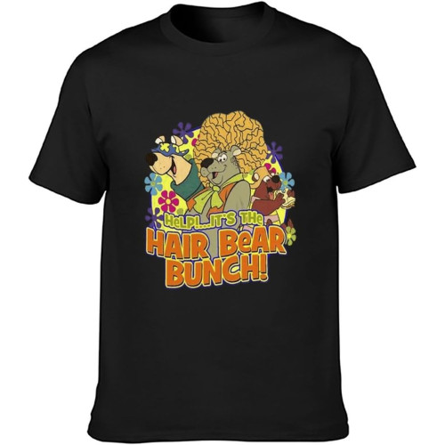 The Hair Bear Bunch 80S Saturday Morning Cartoons Mens T-Shirt Fashion Casual Unisex Black Tee The Hair Bear Bunch 80S Saturday Morning Cartoons Mens T-Shirt Fashion Casual Unisex Black Tee