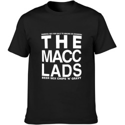 The Macc Lads Beer Sex Chips N Gravy Mens T-Shirt Fashion Casual Unisex Black Tee