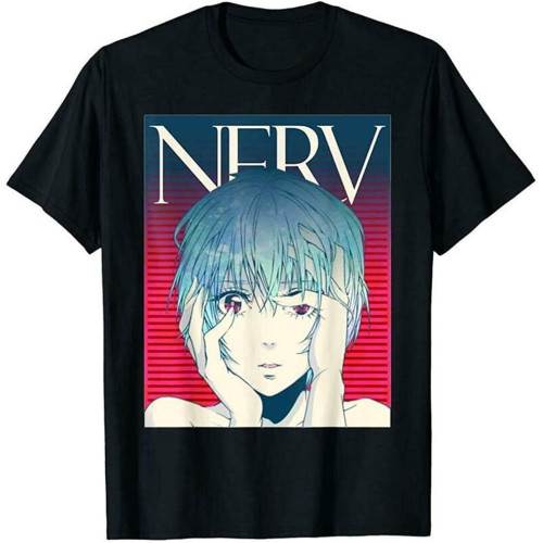 NERV Neon Genesis Evangelion Ayanami Rei Anime Black Mens T-Shirt NERV Neon Genesis Evangelion Ayanami Rei Anime Black Mens T-Shirt