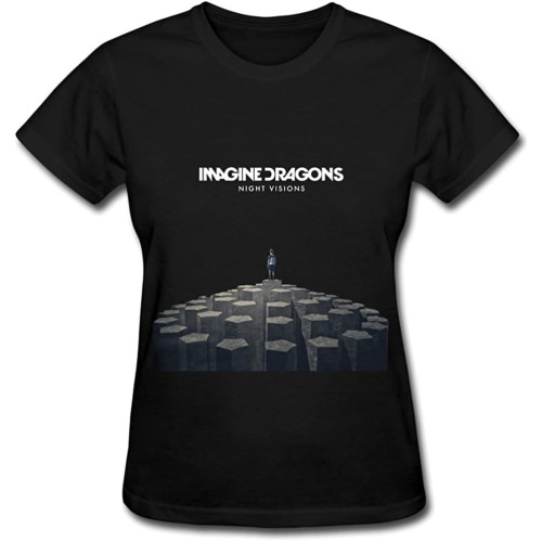 MUXA Women's Imagine Dragons Night Visions T Shirt- Black