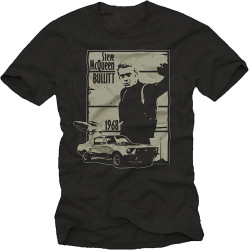 MUXA Cool Steve McQueen t-Shirt for Men Bullitt Black MUXA Cool Steve McQueen t-Shirt for Men Bullitt Black