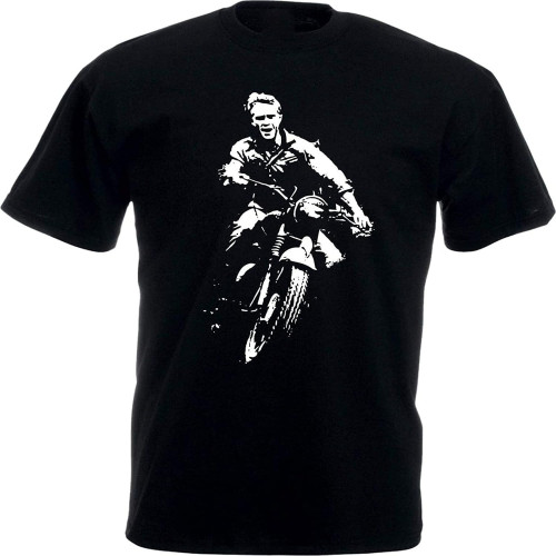 Steve McQueen The Great Escape T-Shirt Brit Film Mens Fashion T-Shirt Black Steve McQueen The Great Escape T-Shirt Brit Film Mens Fashion T-Shirt Black