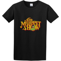 The Muppets Tv Show Logo Title Kermit Black Cotton Tee
