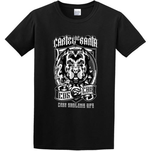 Men's Classic Tshirt Cartel De Santa Mexican Band Latin Hip Hop Rap Music Black Cotton Tee Men's Classic Tshirt Cartel De Santa Mexican Band Latin Hip Hop Rap Music Black Cotton Tee