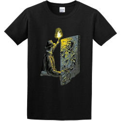 Men's Classic Tshirt Indy Jones Han Solo Mash Up Funny Fantasy Fan Black Cotton Tee Men's Classic Tshirt Indy Jones Han Solo Mash Up Funny Fantasy Fan Black Cotton Tee