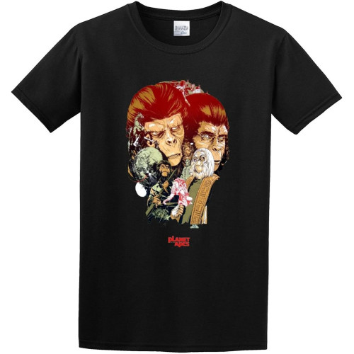 Men's Classic Tshirt Apes Planet 1 Black Cotton Tee