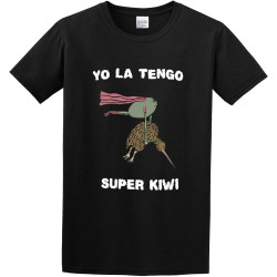 Men's Classic Tshirt Yo La Tengo Super Kiwi Black Cotton Tee Men's Classic Tshirt Yo La Tengo Super Kiwi Black Cotton Tee