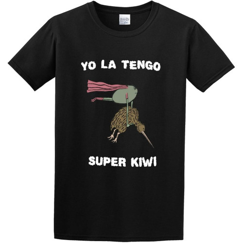Men's Classic Tshirt Yo La Tengo Super Kiwi Black Cotton Tee Men's Classic Tshirt Yo La Tengo Super Kiwi Black Cotton Tee