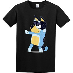 HOUKEEYUE Men's Bl~uey Da@d for Daddy's on Father's Day Bandit T-Shirt Funny Gift for Dad Papa Black