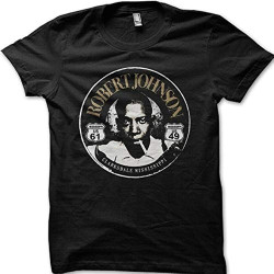 HOUKEEYUE Robert Johnson Blues Guitar Crossroads Devil Printed t-Shirt Black HOUKEEYUE Robert Johnson Blues Guitar Crossroads Devil Printed t-Shirt Black