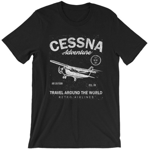 T-Shirt. Airplane Pilot 100% Cotton Tee Black